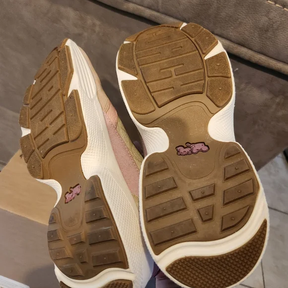 Coach Tech Runner Pink Beige Signature Lace Up Sneakers Size 10 - Picture 5 of 7